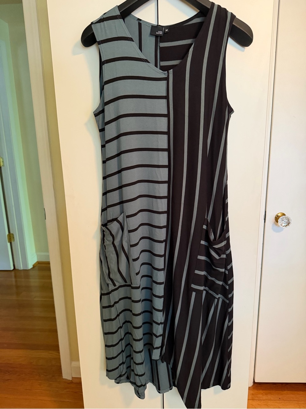 Sleeveless Two-Tone Cotton Knit Dress